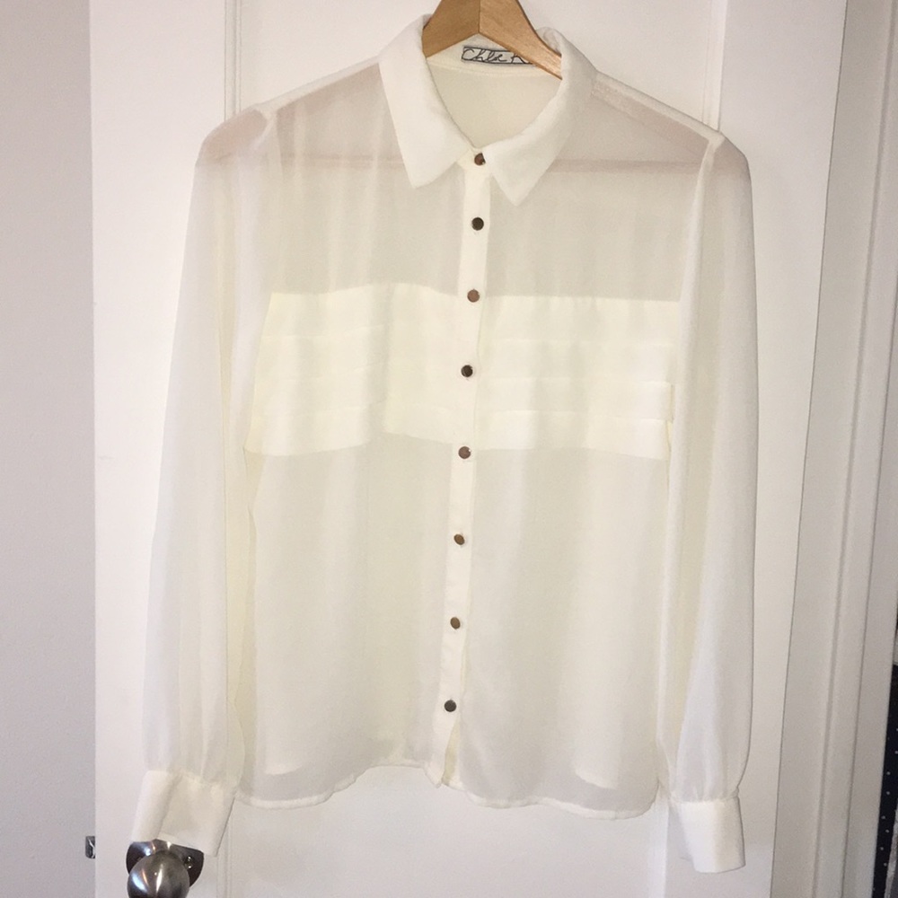 White Button Down with Rose Gold Buttons